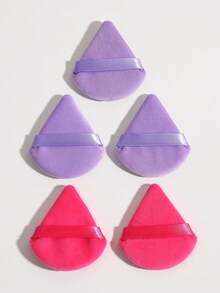 BANFI Bộ 5 bông mút trang điểm Soft Triangle Powder Mineral Puff để trang điểm mặt - Hồng - Xem 2