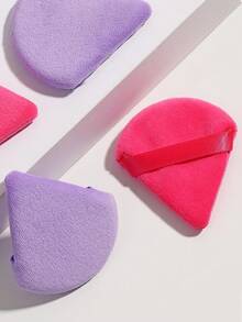 BANFI Bộ 5 bông mút trang điểm Soft Triangle Powder Mineral Puff để trang điểm mặt - Hồng - Xem 3