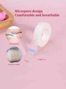 100入組花形睫毛膠杯和1卷無紡布睫毛膠帶 - 彩色 - 查看 4