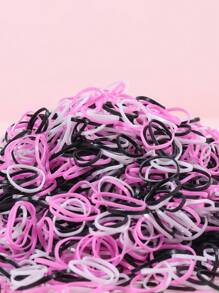 1500入組女孩素色休閒髮圈適用於日常 - 彩色 - 查看 4