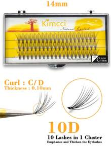 KIMCCI 1盒10D 0.10C/D捲曲14毫米局部假睫毛 - 黑色 - 查看 1