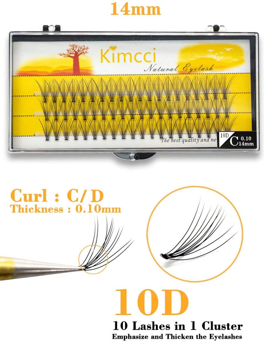 KIMCCI 1盒10D 0.10C/D捲曲14毫米局部假睫毛 - 黑色 - 查看 1