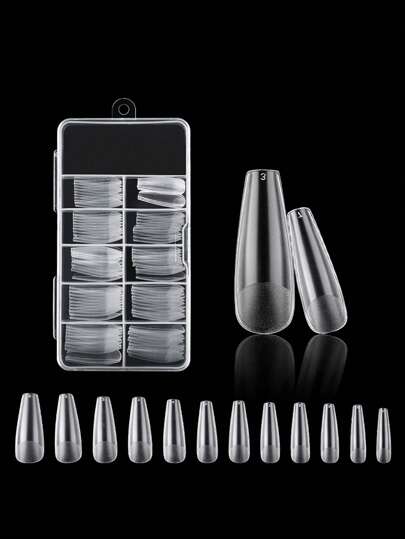 120pcsロングコフィンクリアフェイクネイル