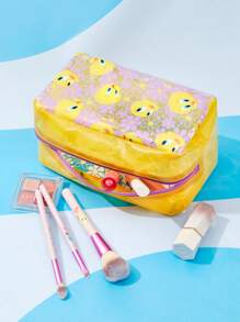 LOONEY TUNES X SHEIN 黃色卡通圖案化妝包 - 黃色 - 查看 1