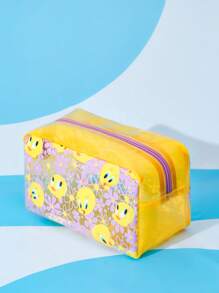 LOONEY TUNES X SHEIN 黃色卡通圖案化妝包 - 黃色 - 查看 4
