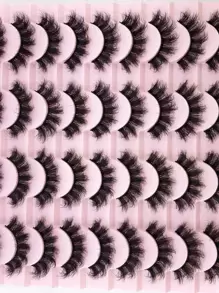 HBZGTLAD 20 对 3D 蓬松仿貂皮睫毛，长而浓密的自然假睫毛，批发化妆睫毛条，睫毛，睫毛，假睫毛 - 黑色 - 查看 4