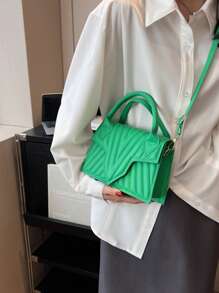 迷你方包鋸齒圖案翻蓋綠色時尚 - 綠色 - 查看 2