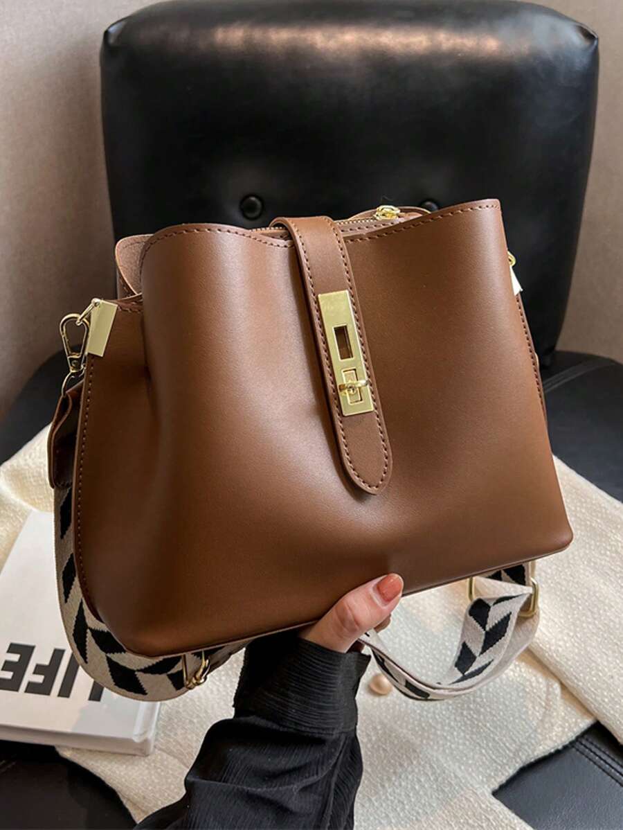 Bolso cubo medio elegante para el trabajo - Marrón - Ver 1