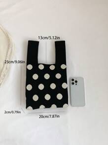 Túi móc mini họa tiết chấm bi cho kỳ nghỉ - Đen và trắng - Xem 4