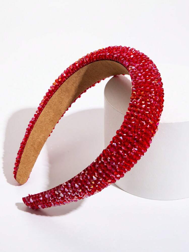 1pc Women Bead Decor Fashion Headband Royal Tiaras,Hairband,Hair Hoop Headbands Hair Accessories Head Accessories - Red - View 1