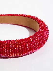 1 chiếc băng đô thời trang đính hạt cho nữ, kiểu vương miện hoàng gia, băng đô cài tóc, phụ kiện tóc, phụ kiện đội đầu. - Đỏ - Xem 4