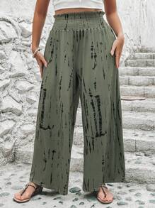 SHEIN LUNE Plus Tie Dye Wide Leg Pants