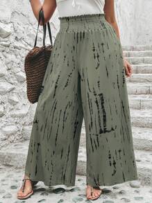 SHEIN LUNE Plus Tie Dye Wide Leg Pants