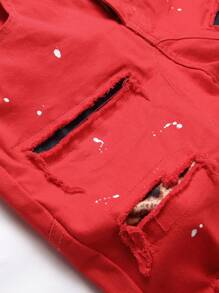 Manfinity LEGND Men Splash Ink Print Ripped Denim Shorts