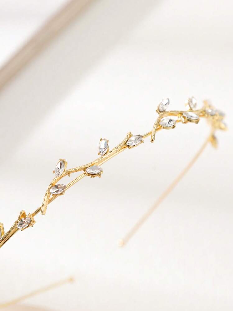 1pc Silver-Tone Rhinestone Vine Style Headband Tiaras,Hairband,Hair Hoop Headbands Hair Accessories Head Accessories - Gold - View 4