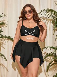 SHEIN Swim Curve Plus Ruffle Hem Cover Up Skirt - Black - View 5
