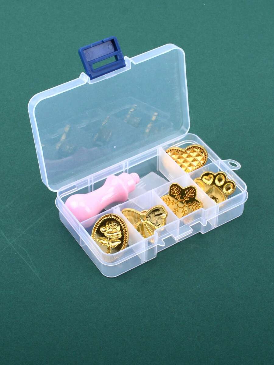 6入組/套心形和蝴蝶結設計蠟封印章頭和印章手柄用於DIY工藝複古多用途蠟印章、信件、信封 - 粉色 - 查看 1