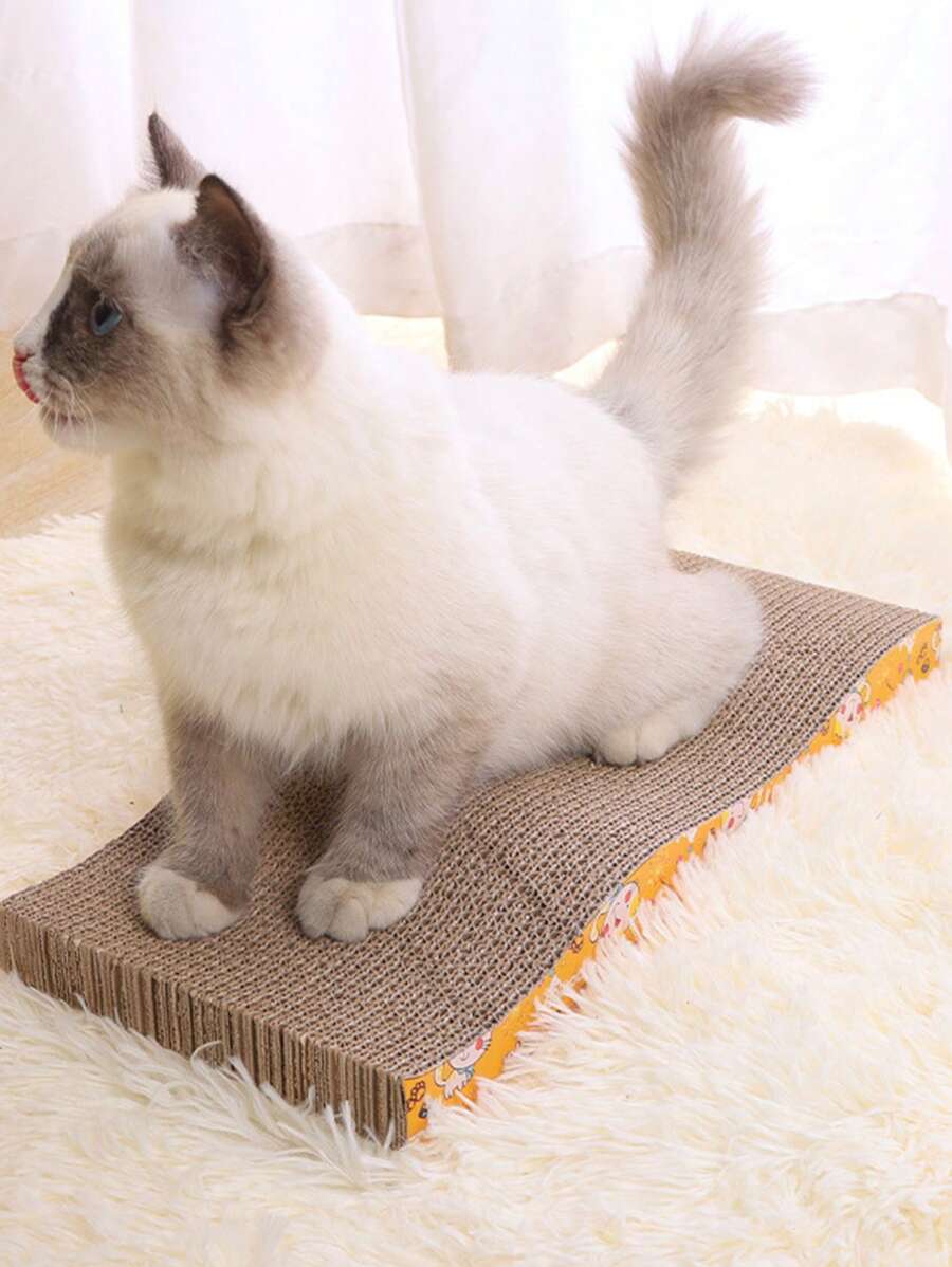 1pc Kertas Kartun Kucing Pola Cat Scratcher Untuk Kucing Untuk Bermain - Mocha Brown - View 1