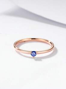 1 Chiếc Nhẫn Bạc Trang Trí Đính Đá Cubic Zirconia Thời Trang Cho Nữ Làm Quà Tặng - Hoa hồng vàng - Xem 2