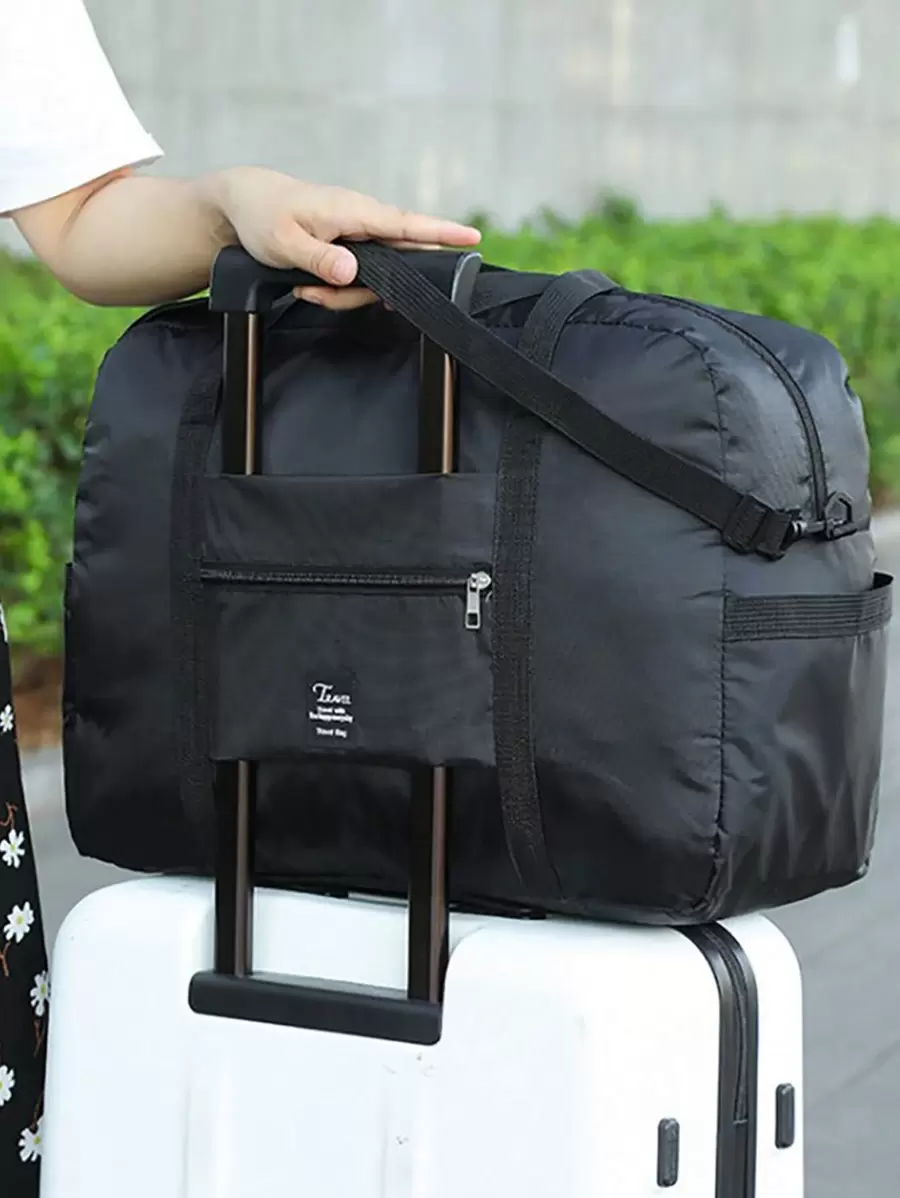 便携式旅行手提包，大容量周末旅行包，运动健身瑜伽手提包，旅行行李袋，旅行包，旅行收纳包，机场旅行服装，旅行用品，行李袋，圣诞礼物创意，女士女孩，给妈妈的圣诞礼物，生日礼物，妈妈朋友 - 黑色 - 查看 1