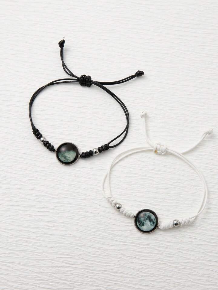 ATLVXJL 2pcs Glow In The Dark Natural Sky Black Beaded Charm