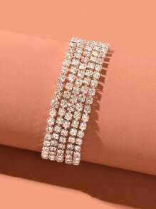 Vòng đeo tay trang trí bằng đá rhinestone - Bạc - Xem 2