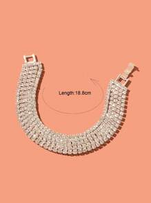 Vòng đeo tay trang trí bằng đá rhinestone - Bạc - Xem 3