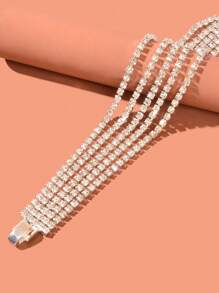 Vòng đeo tay trang trí bằng đá rhinestone - Bạc - Xem 4