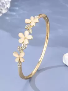 1 Vàng Thời Trang Hoa Đá Mặt Trăng Lắc Tay Nữ Sang Trọng Kim Cương Giả Trang Sức Dự Tiệc Bé Gái Lắc Tay - Vàng - Xem 2