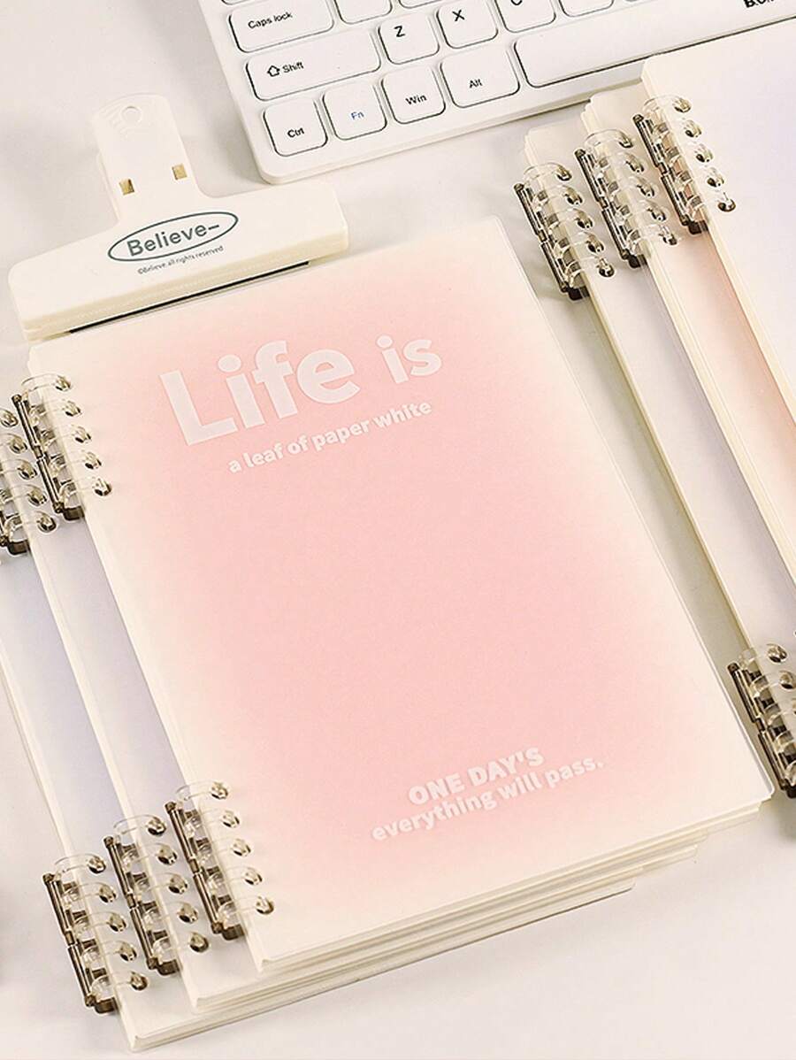 SHEIN X Jess 1pc Slogan Graphic LooseLeaf Notebook, Simple Binder