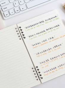 SHEIN X Jess 1pc Slogan Graphic Loose-Leaf Notebook, Simple Binder Loose Leaf Journal For Office, School, Drawing, Writing - Pink - View 3