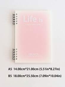 SHEIN X Jess 1pc Slogan Graphic Loose-Leaf Notebook, Simple Binder Loose Leaf Journal For Office, School, Drawing, Writing - Pink - View 8