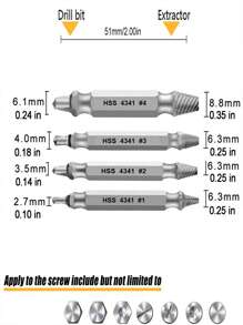 4pcs Silvery Color Damaged Screw Extractor Set Easy Out Broken Screw Remover - Multicolor - View 2