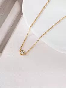 1pc Fashion Elegant Simple Lady Silver Inlaid Cubic Zirconia Bracelet - Yellow Gold - View 2