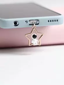 2 phi hành gia Star & Moon Trang trí cắm điện thoại chống bụi - Vàng - Xem 4