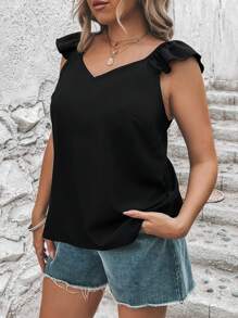 SHEIN LUNE 大碼荷葉邊襯衫