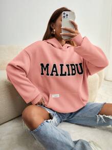 SHEIN EZwear Quần áo thể thao nữ Đắp vá Túi Lá thư Giải trí - Hồng - Xem 1