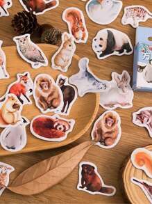 46入組動物印花隨機貼紙 - 彩色 - 查看 3