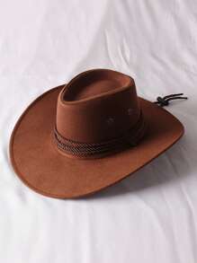 Men Rope Decor Cowboy Hat Casual - Brown - View 2