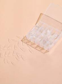 Actualice instantáneamente su apariencia con 240 uñas postizas transparentes de ataúd largo - transparente - Ver 3