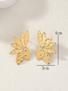 1雙多層金屬樹葉和花耳環適合女士,適用於約會,派對和蒐集,吊墜個性首飾類 - 金黃色 - 查看 3
