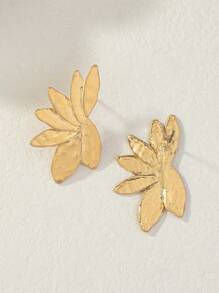 1雙多層金屬樹葉和花耳環適合女士,適用於約會,派對和蒐集,吊墜個性首飾類 - 金黃色 - 查看 6