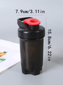 1入組便攜式搖搖瓶黑色PP運動水壺適合健身 - 黑色 - 查看 8