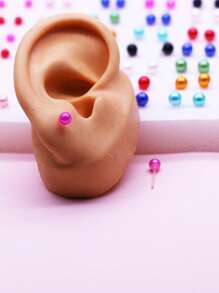 100pairs/Set Random Faux Pearl Decor Stud Earrings For Women For Daily Decoration - Multicolor - View 2