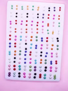 100pairs/Set Random Faux Pearl Decor Stud Earrings For Women For Daily Decoration - Multicolor - View 4