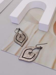 1對波西米亞水鑽和珠子裝飾幾何耳墜適合女士適用於禮品 - 彩色 - 查看 3