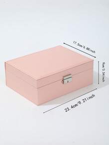 1pc Multi-Grid Jewelry Storage Box, Pink Double Layer Ring Box, Necklace Storage Box, For Household - Baby Pink - View 2