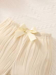 Baby Bow Front Lettuce Trim Shorts - Apricot - View 3