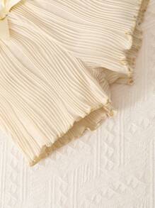 Baby Bow Front Lettuce Trim Shorts - Apricot - View 4