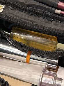 Túi trang điểm kẻ sọc có khóa kéo - màu đen - Xem 6